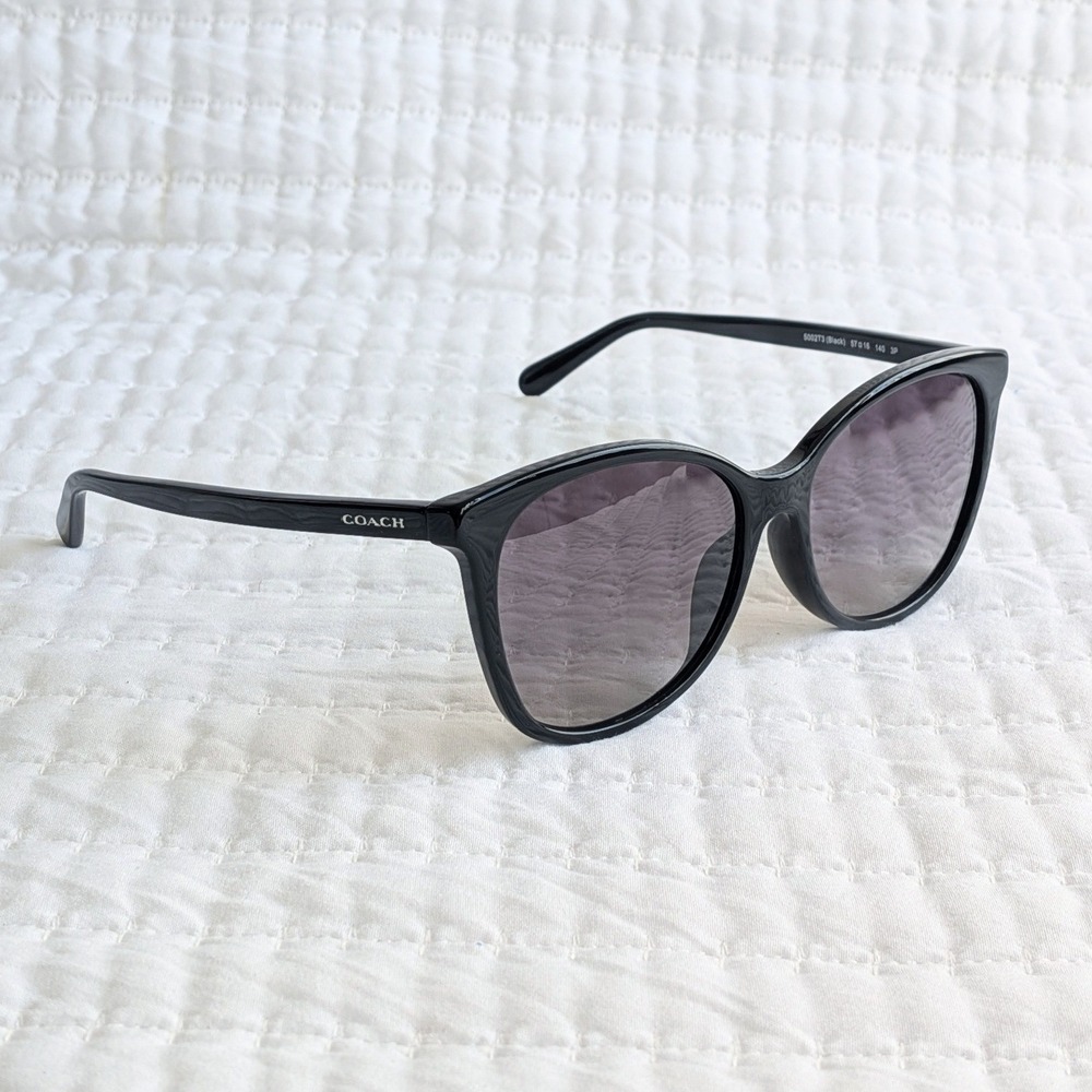NWT Coach Square Frame Polarized Sunglasses HC8271U L1101 w Original Case Black - Picture 4 of 16